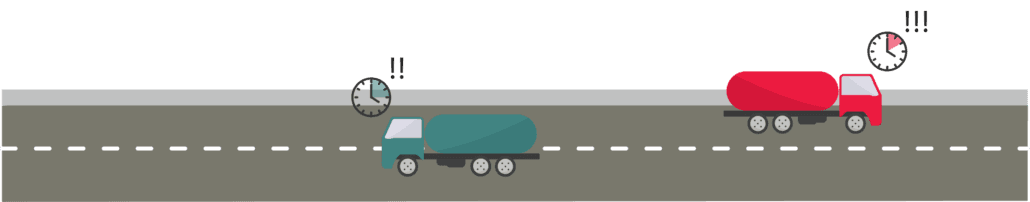 Illustratie vrachtwagens met haast